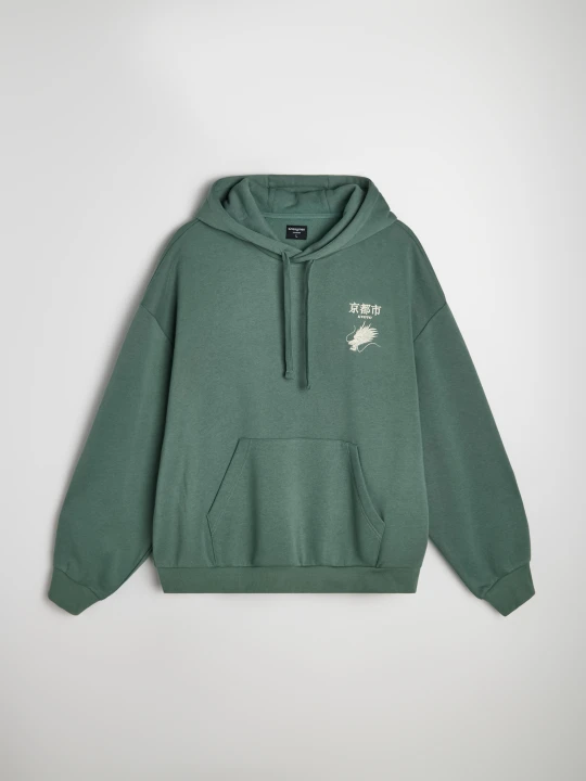 Zdjęcie produktu Sinsay - Bluza hoodie z nadrukiem - zielony