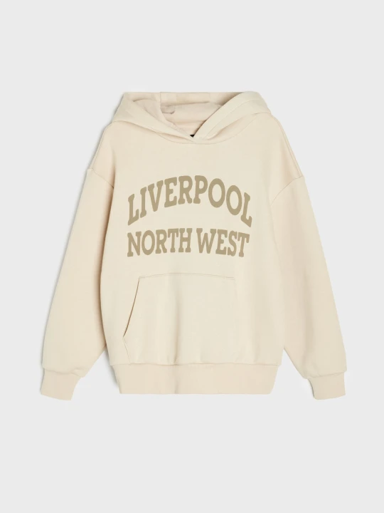 Zdjęcie produktu Sinsay - Bluza hoodie z napisem - beżowy