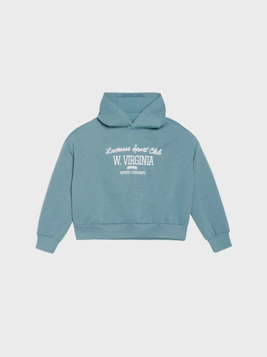 Zdjęcie produktu Sinsay - Bluza hoodie z napisem - ciemny turkus