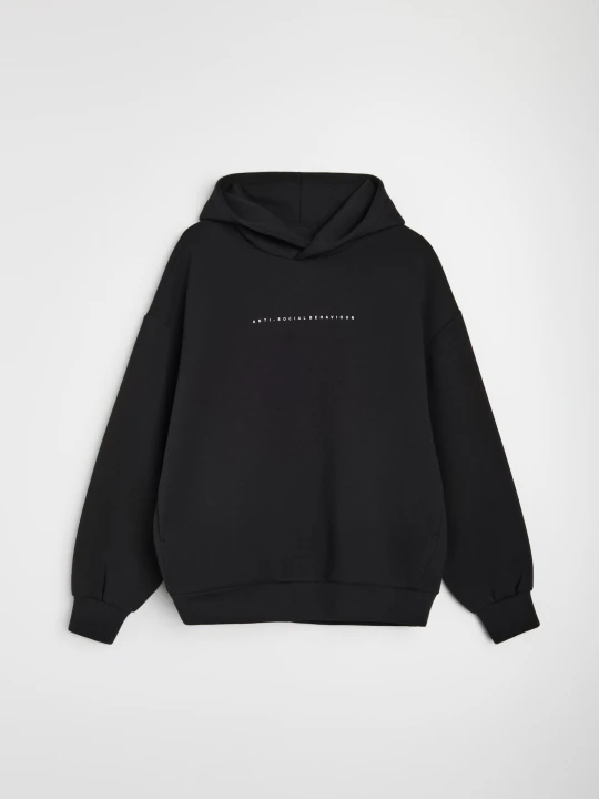 Zdjęcie produktu Sinsay - Bluza hoodie z napisem - czarny
