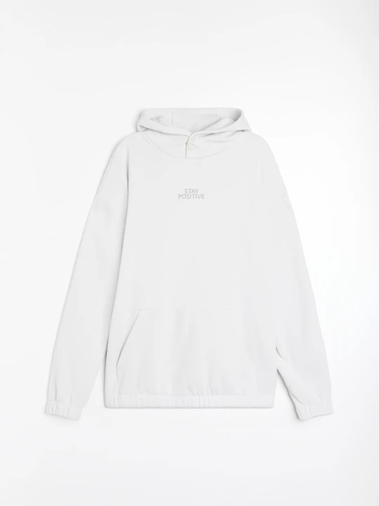 Zdjęcie produktu Sinsay - Bluza hoodie z napisem Stay Positive - kremowy