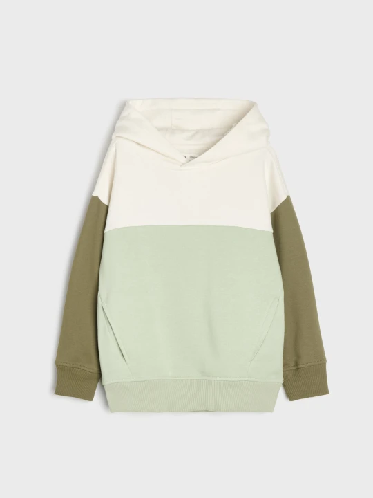 Zdjęcie produktu Sinsay - Bluza hoodie z obniżoną linią ramion, z meszkiem w środku - wielobarwny