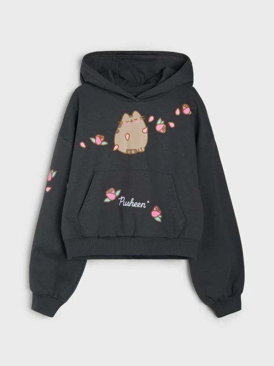 Zdjęcie produktu Sinsay - Bluza oversize z kapturem z nadrukiem Pusheen the Cat - szary