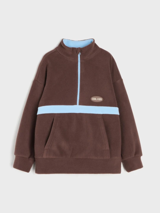 Zdjęcie produktu Sinsay - Bluza polarowa half-zip Active - brązowy