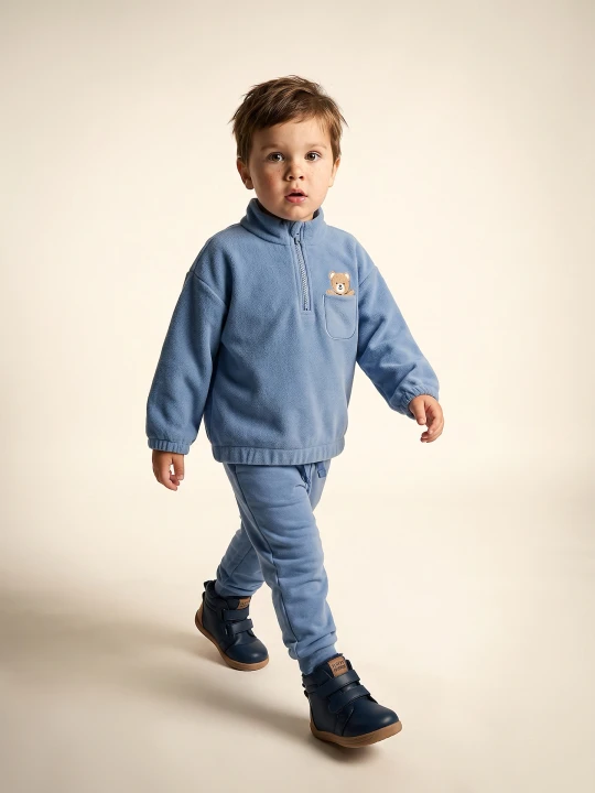 Zdjęcie produktu Sinsay - Bluza polarowa half-zip z haftem misia - szary