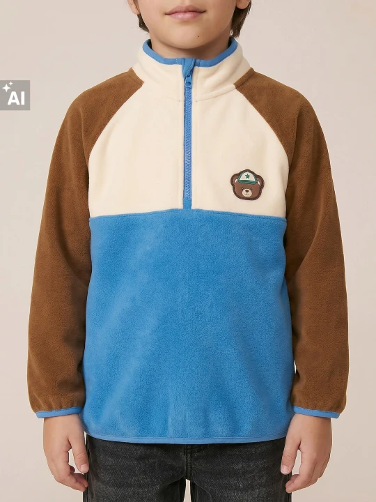 Zdjęcie produktu Sinsay - Bluza polarowa z naszywką misia - kremowy