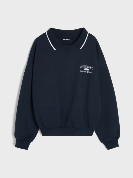 Zdjęcie produktu Sinsay - Bluza polo z napisem - granatowy