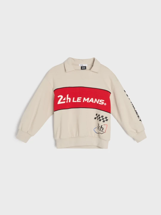 Zdjęcie produktu Sinsay - Bluza polo z napisem Le Mans - kremowy