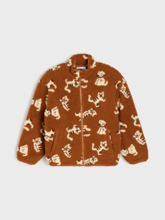Zdjęcie produktu Sinsay - Bluza polo ze stójką - brązowy