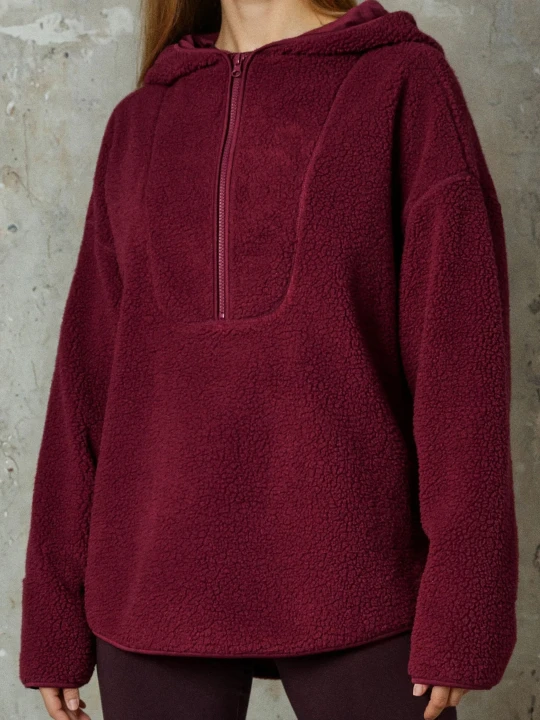Zdjęcie produktu Sinsay - Bluza sherpa z kapturem - bordowy