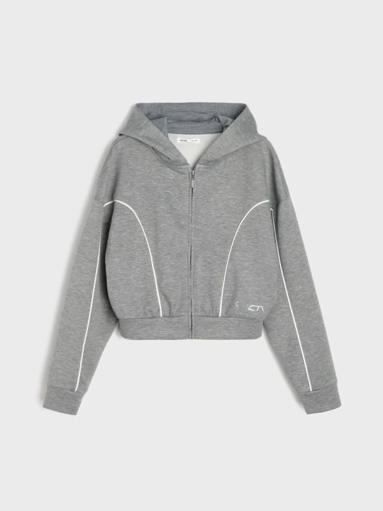 Zdjęcie produktu Sinsay - Bluza sportowa oversize z kontrastującymi lampasami Active - szary