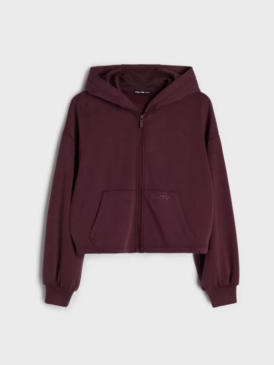 Zdjęcie produktu Sinsay - Bluza sportowa oversize z lejącej dzianiny Active - bordowy