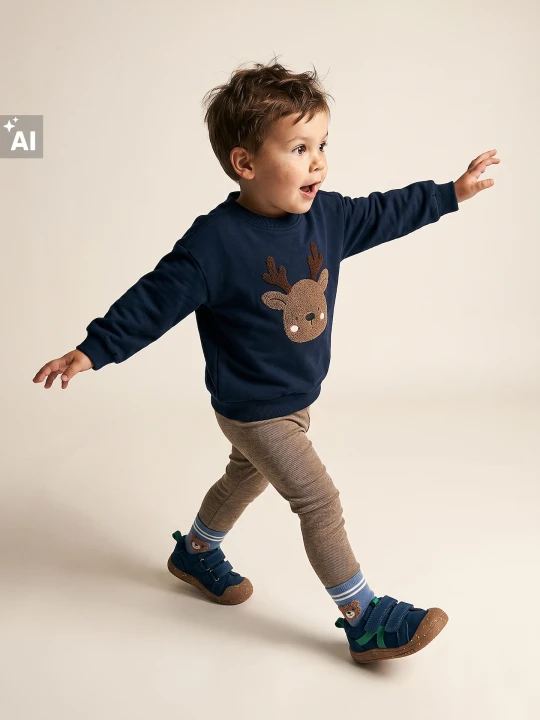 Zdjęcie produktu Sinsay - Bluza świąteczna crewneck z aplikacją renifera - szary