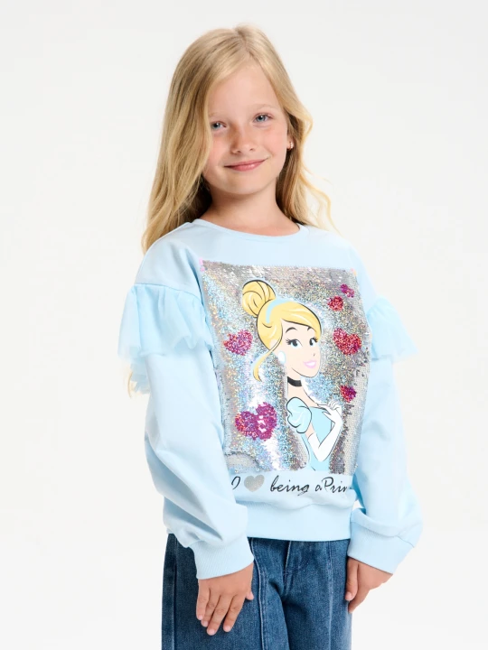 Zdjęcie produktu Sinsay - Bluza z cekinową aplikacją Disney Princess - niebieski
