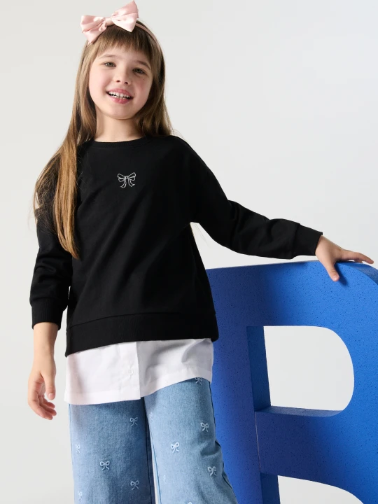Zdjęcie produktu Sinsay - Bluza z doszytym dołem koszulowym - czarny