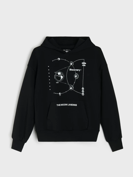 Zdjęcie produktu Sinsay - Bluza z kapturem z nadrukiem Discovery - czarny