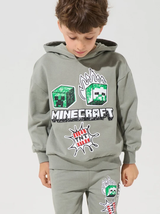Zdjęcie produktu Sinsay - Bluza z kapturem z nadrukiem Minecraft - zielony