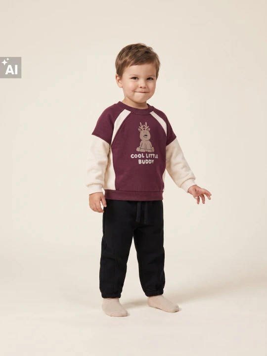 Zdjęcie produktu Sinsay - Bluza z nadrukiem renifera z domieszką bawełny - bordowy