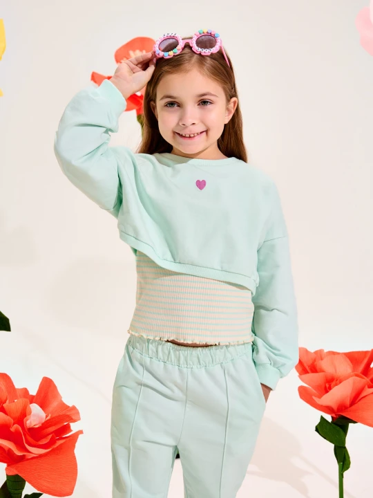 Zdjęcie produktu Sinsay - Bluza z prążkowaną koszulką bez rękawów - zielony