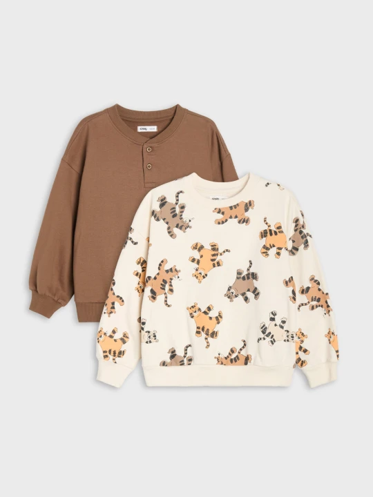 Zdjęcie produktu Sinsay - Bluzy crewncek loose fit z motywem zwierząt 2 pack - wielobarwny