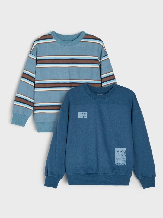 Zdjęcie produktu Sinsay - Bluzy crewneck z bawełną 2 pack - wielobarwny