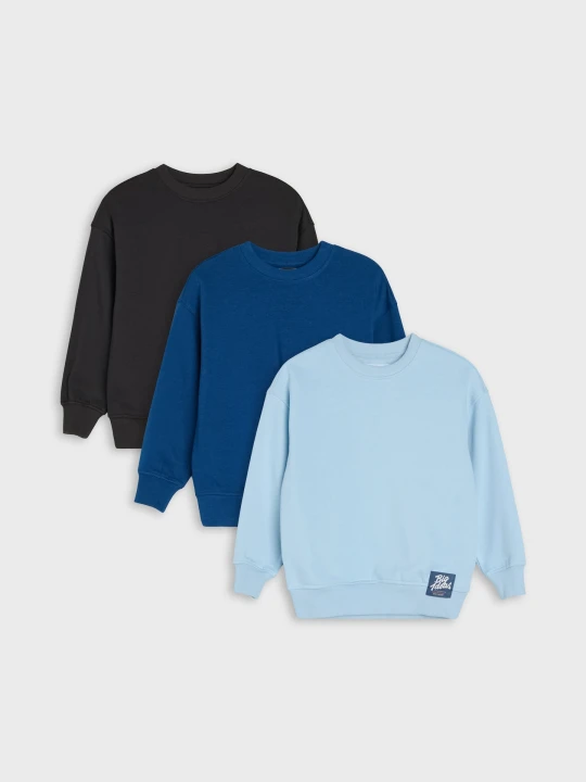 Zdjęcie produktu Sinsay - Bluzy crewneck z bawełną 3 pack - wielobarwny