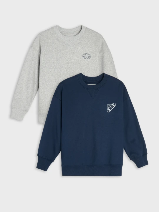 Zdjęcie produktu Sinsay - Bluzy crewneck z nadrukiem 2 pack - szary