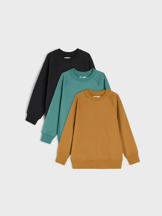 Zdjęcie produktu Sinsay - Bluzy w stylu basic 3 pack - brązowy