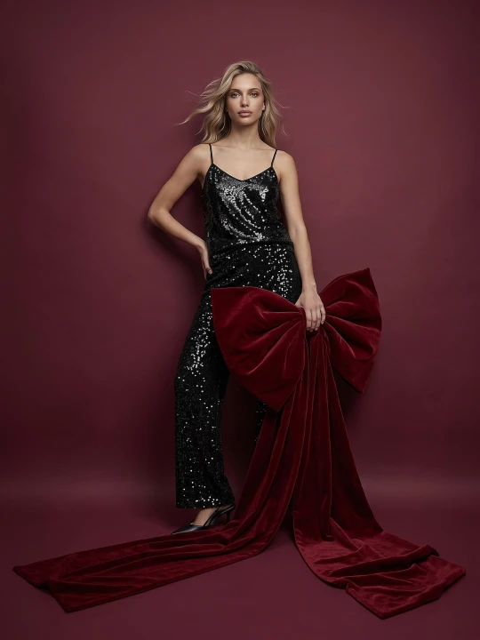 Zdjęcie produktu Sinsay - Cekinowe spodnie wide leg - czarny