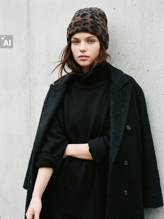 Zdjęcie produktu Sinsay - Czapka beanie w panterkę z domieszką wełny - wielobarwny