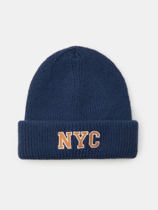 Zdjęcie produktu Sinsay - Czapka beanie z haftem NYC - granatowy