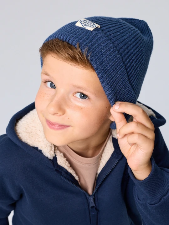 Zdjęcie produktu Sinsay - Czapka beanie z wiskozą i naszywką - niebieski