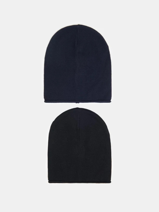 Zdjęcie produktu Sinsay - Czapki beanie z wiskozą 2 pack - granatowy