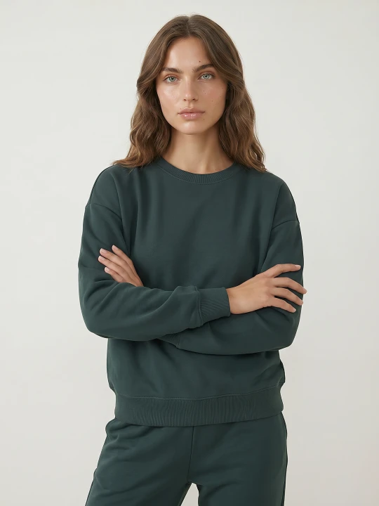 Zdjęcie produktu Sinsay - Dresowa bluza crewneck basic - zielony