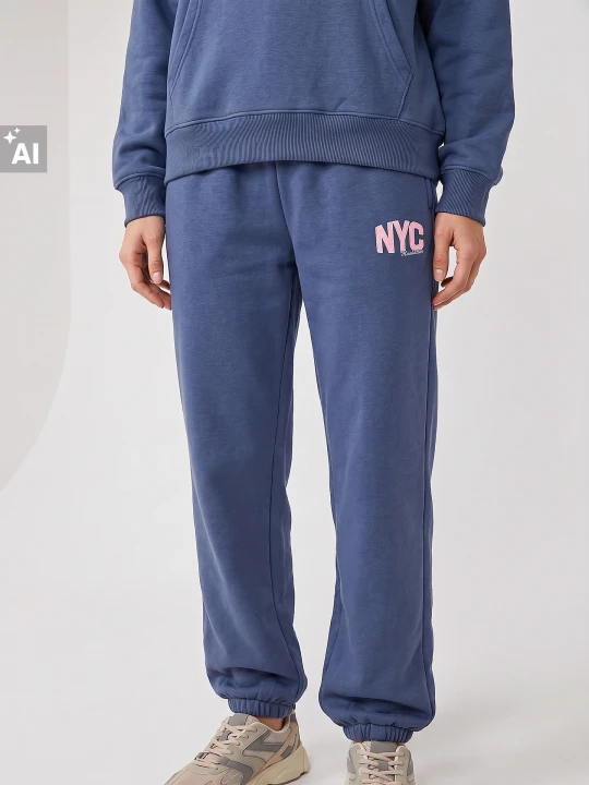 Zdjęcie produktu Sinsay - Dresowe spodnie jogger z haftowanym napisem NYC - granatowy