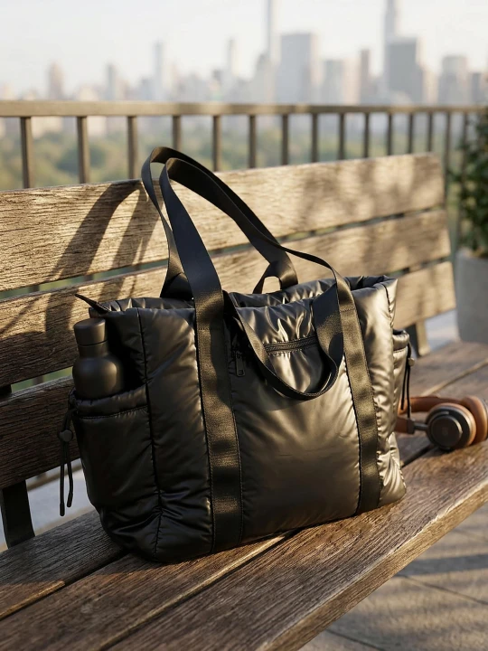 Zdjęcie produktu Sinsay - Duża torba shopper w sportowym stylu - czarny