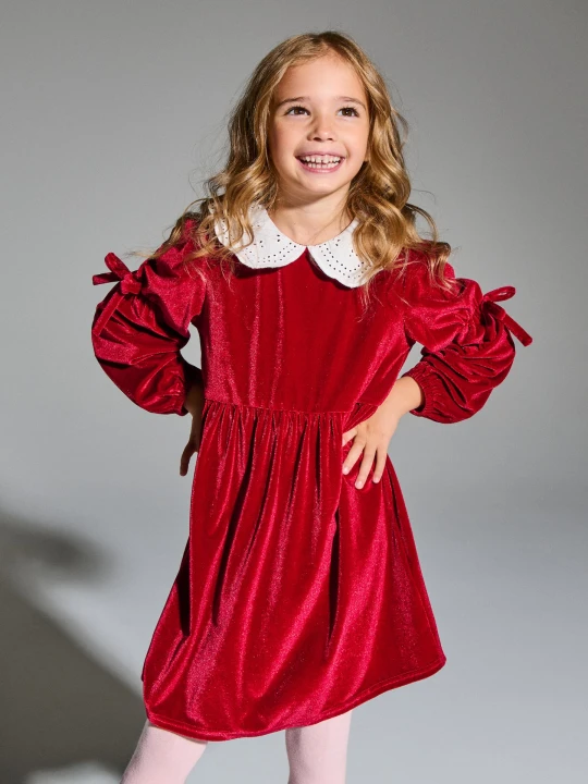 Zdjęcie produktu Sinsay - Elegancka sukienka babydoll z motywem świątecznym - bordowy
