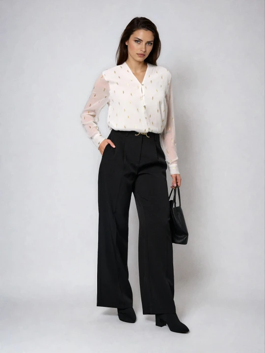 Zdjęcie produktu Sinsay - Eleganckie spodnie wide leg - czarny