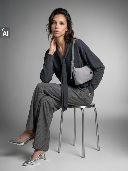 Zdjęcie produktu Sinsay - Eleganckie spodnie wide leg z domieszką wiskozy - szary