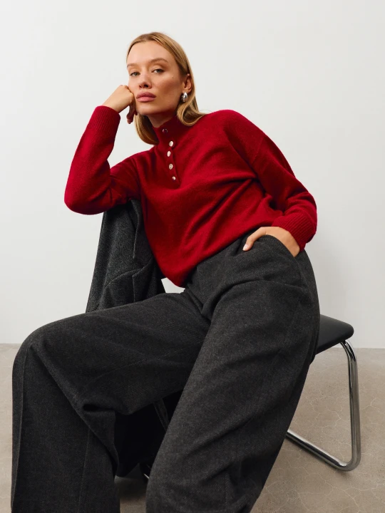 Zdjęcie produktu Sinsay - Eleganckie spodnie wide leg z paskiem - szary