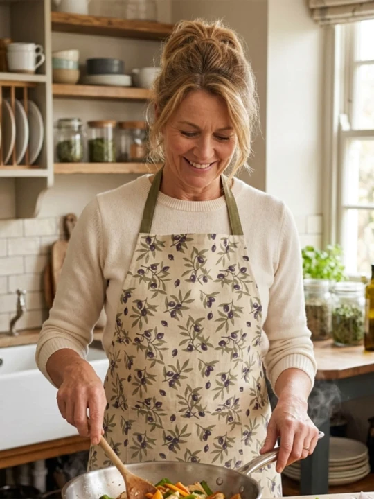 Zdjęcie produktu Sinsay - Fartuch kuchenny z kieszenią z motywem oliwki - zielony