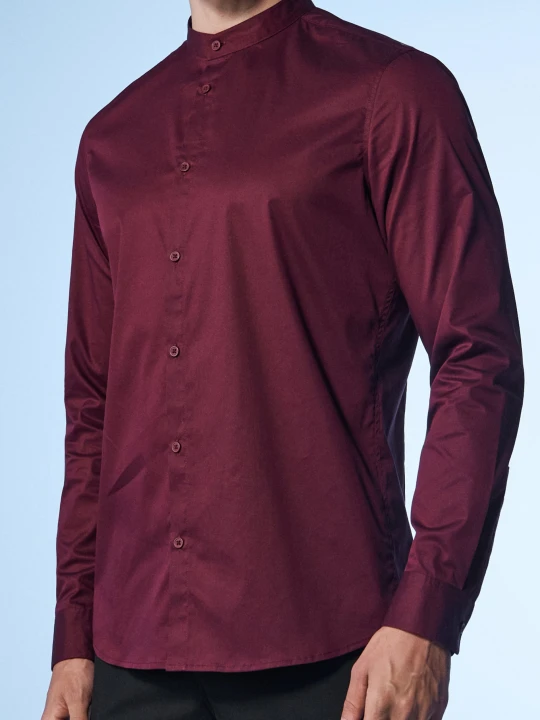 Zdjęcie produktu Sinsay - Gładka koszula slim fit ze stójką - bordowy