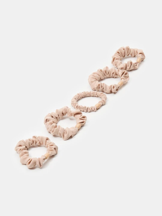 Zdjęcie produktu Sinsay - Gumki do włosów scrunchie 5 pack - kremowy