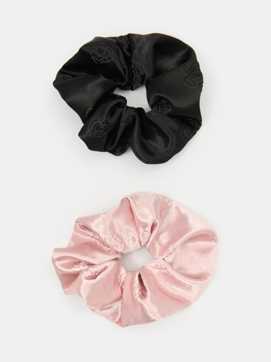 Zdjęcie produktu Sinsay - Gumki do włosów scrunchie z tłoczonym wzorem kwiatowym 2 pack - wielobarwny