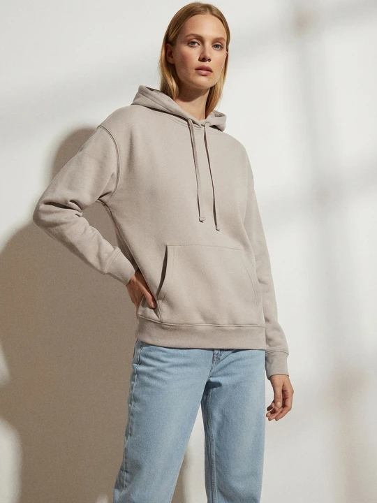 Zdjęcie produktu Sinsay - Hoodie z obniżoną linią ramienia - kremowy