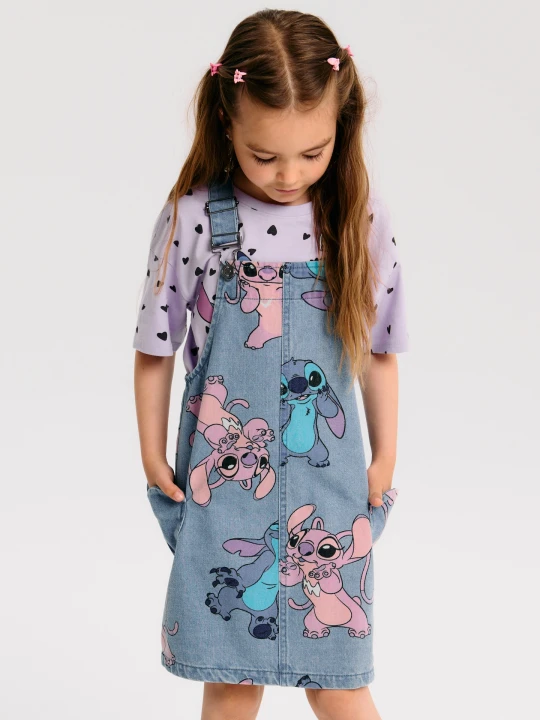 Zdjęcie produktu Sinsay - Jeansowa sukienka ogrodniczka Stitch - niebieski