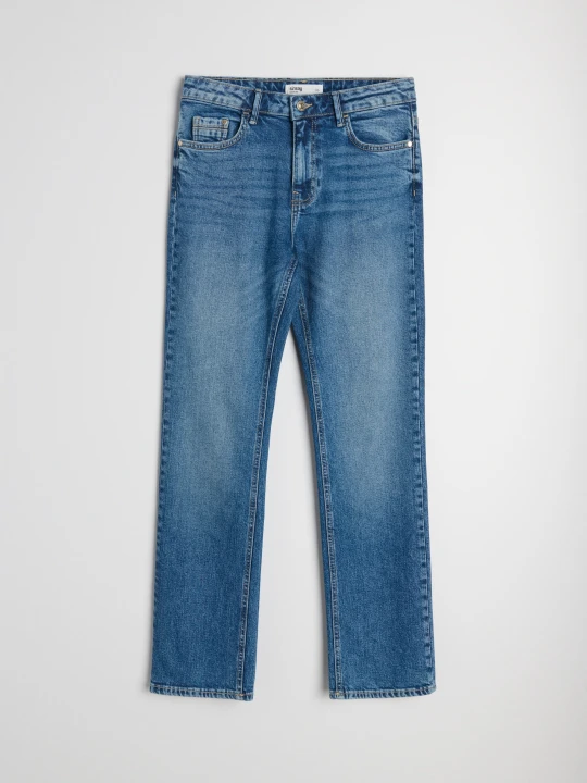 Zdjęcie produktu Sinsay - Jeansy comfort straight z efektem sprania - granatowy