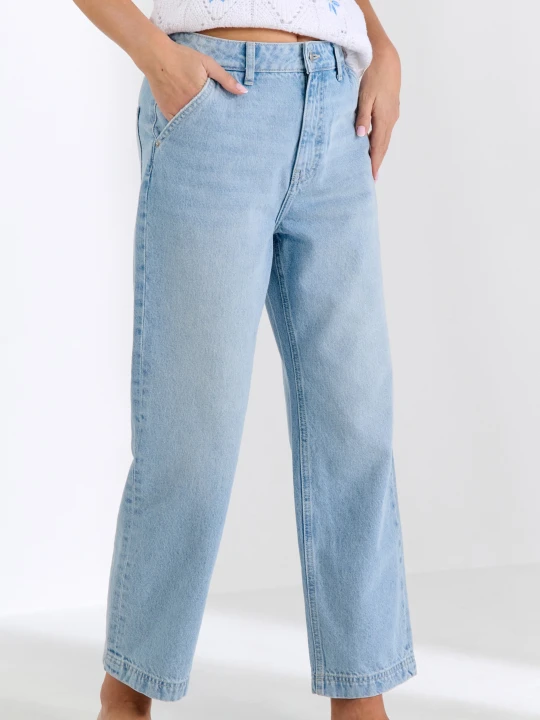 Zdjęcie produktu Sinsay - Jeansy cropped straight - niebieski