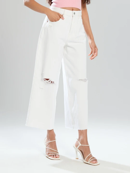 Zdjęcie produktu Sinsay - Jeansy culotte - biały