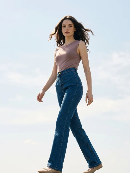Zdjęcie produktu Sinsay - Jeansy flare high waist - granatowy